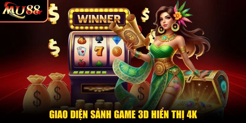 Giao diện sảnh game 3D hiển thị 4K
